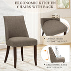 COLAMY Upholstered Dining Chairs Set of 4, Mid Century Modern Kitchen Chairs with Back, Farmhouse Fabric Side Dining Room Chairs with Wood Legs for Dining Room Restaurant, Brown
