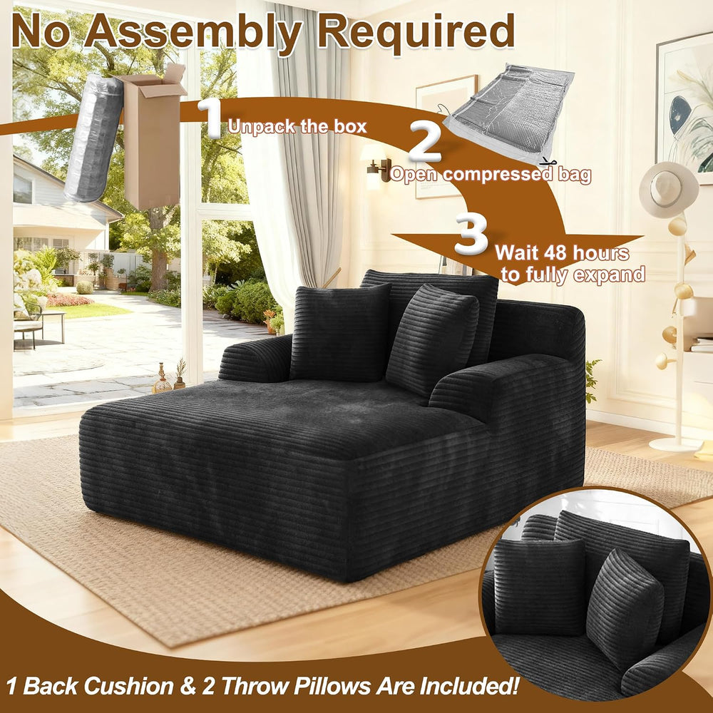 Avenix 66" Oversized Chaise Lounge Chair Indoor, Cloud Corduroy Reading ...