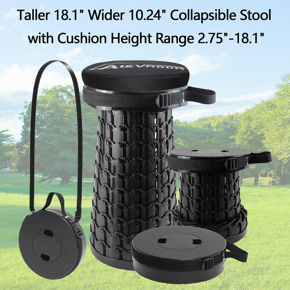 Collapsible Stool with Thick Cushion, H 18.1" D 10.24" Portable Tel...