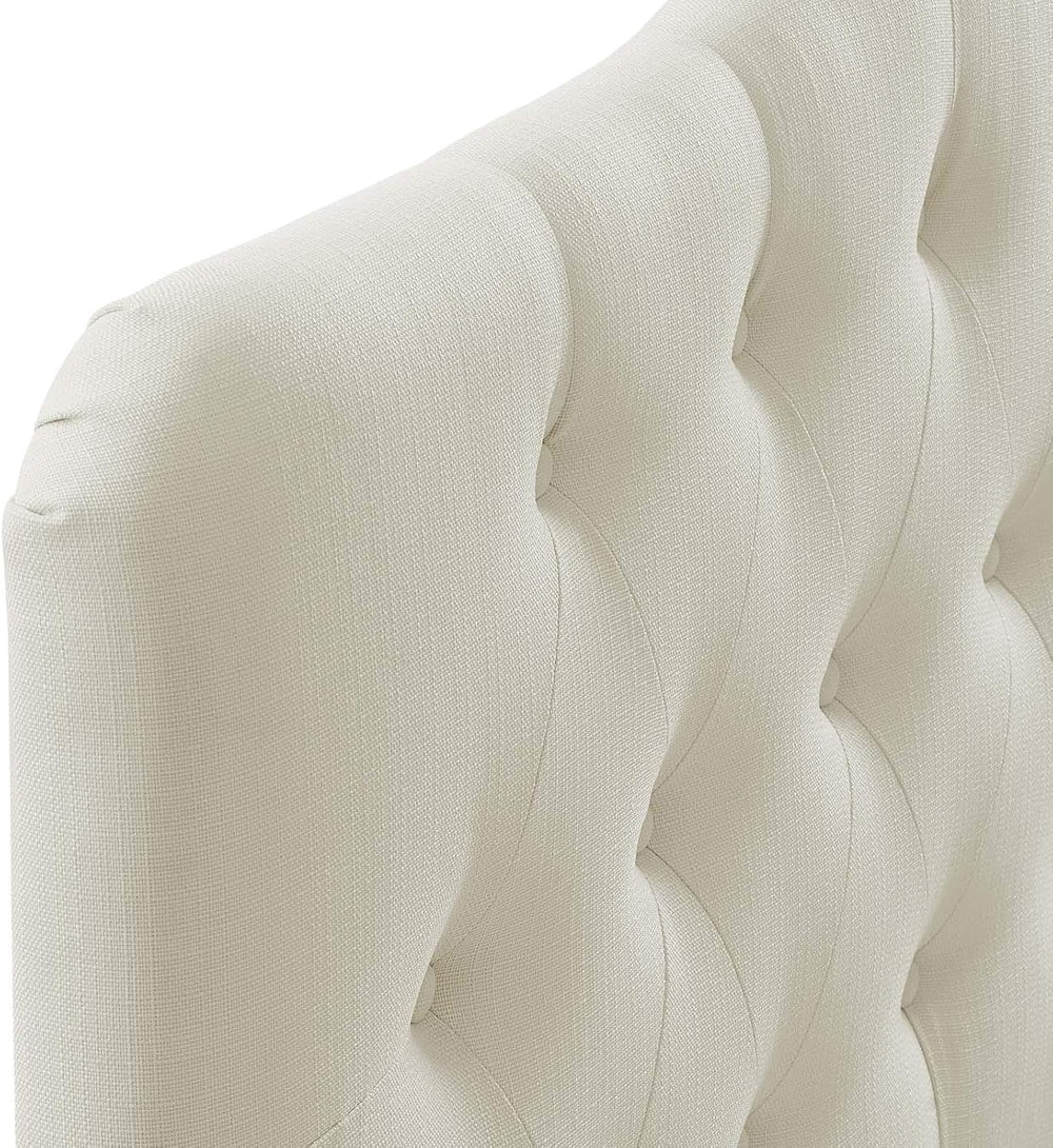 Modway Annabel Tufted Button Linen Fabric Upholstered Queen Headboard in Ivory