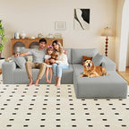 96" Modular Sectional Couch, Boneless L Shaped Cloud Sofa with Chaise Lounge, Corduroy Upholstered Couches Memory Foam Deep Seat, No Assembly Required, Ideal for Living Room(Light Gray, Right Facing)