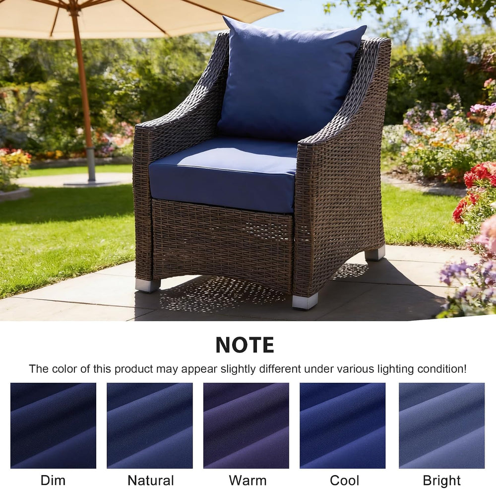 Outdoor Deep Seat Cushion Set, 24x24 Inch, Navy Blue, Set of 2