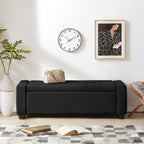 48" Ottoman with Storage, Black Storage Ottoman Bench with Safety Hinge | Upholstered Entryway Bench with Seating for Bedroom, Living Room, Holds up to 330 lb