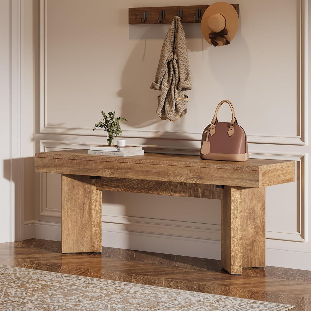 Tribesigns 47" Wooden Entryway Bench, Farmhouse Indoor End of Bed Bench,...