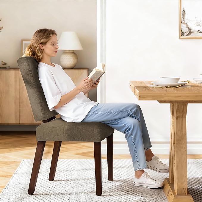 Wooden Dining Chairs Set of 4, Dining Room Chairs with Wood Legs, Cloud-Like Cushion & Reinforcement Structure Design for Kitchen/Living Room/Restaurant, Easy Assembly