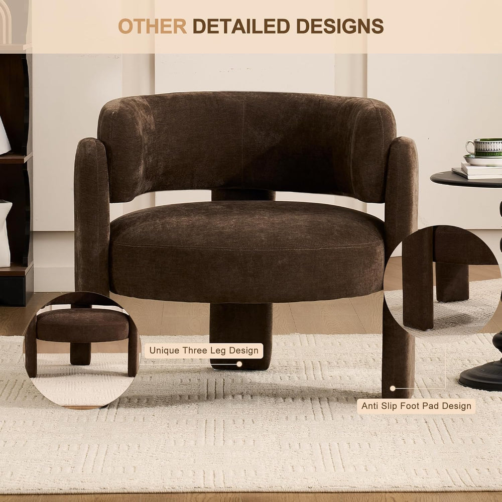 Modern Accent Barrel Chair,Mid Century Single Armchair with Curved Backrest U...