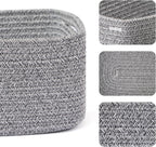 Small Storage Baskets for Organizing | Closet Organizer Bins | Shelf Toy Basket | Woven Rope Baskets | Cube Decorative Box | Shallow Basket | 13x8.5x5.1” | 4 Packs Mixed Grey