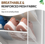 MISSLO 30 Pairs Over the Door Shoe Organizer Breathable Mesh Hanging Shoe Rack for Closet Storage with Wide Deep Pockets 10 Tier Shoes Holder Fit All the Family's Sneakers, Boots, Heels (White, 71")