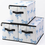 Stackable Clothes Storage Bins with Lids,Closet Organizers Fabric Box for Home and Office,Blanket Clothes Organizers,Under Bed Storage Containers 3 Pack.