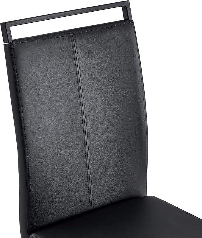 AZmac Modern Leather Dining Chairs Set of 2,Armless Kitchen Chairs,Dining Room Chairs with Upholstered Padded Seat and Sturdy Black Legs for Dining Room,Kitchen (Set of 2, Black-Black Leg)