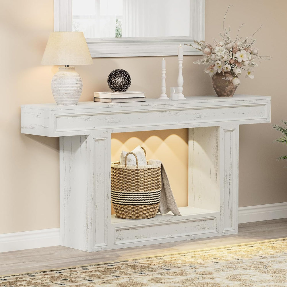 Rresyet 63" 2-Tier Entryway Console Table Behind Sofa with Sensor Lights...