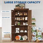 Rustic Brown Kitchen Pantry Cabinet – 71" Tall Freestanding Farmhouse Storage Cabinet with Doors & Adjustable Shelves – Rustic Wood Food Organizer for Kitchen, Living Room, Dining Room & Bathroom