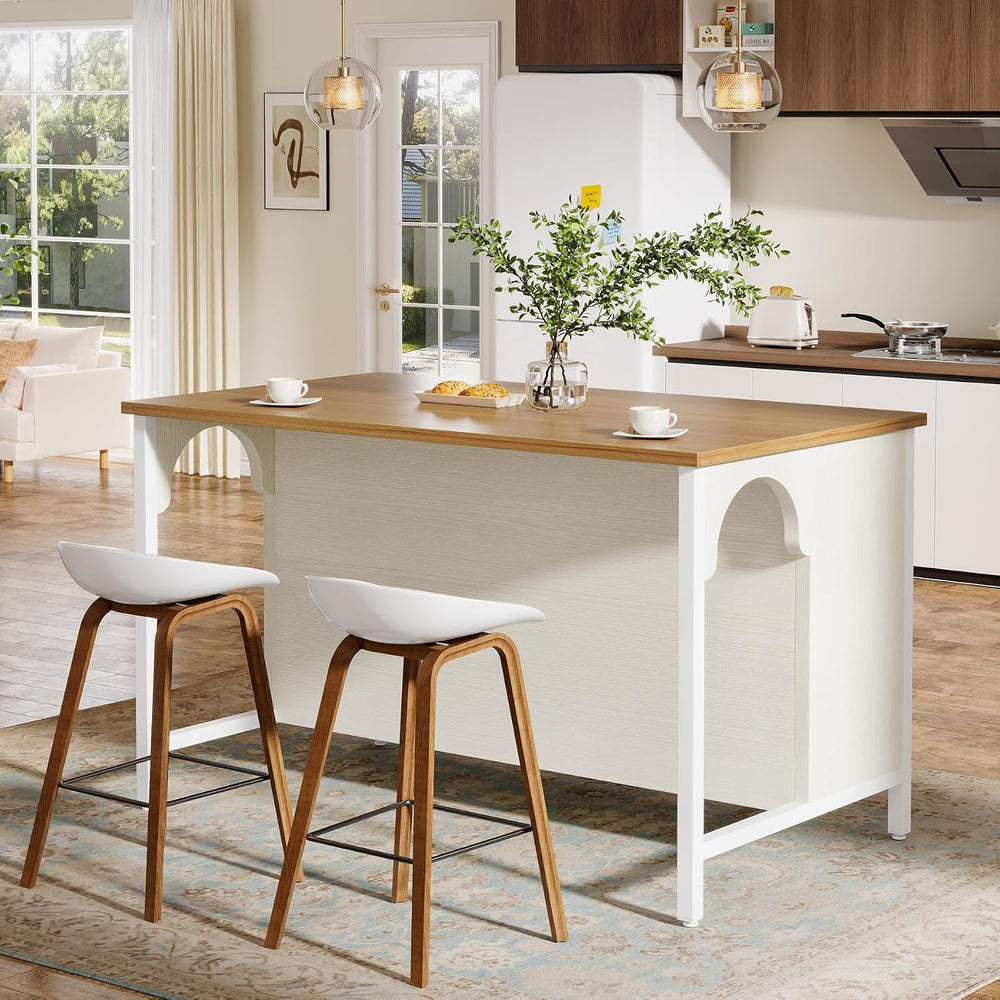 Tribesigns Kitchen Island with 3 Storage Shelves, 55" W Kitchen Shelf wi...