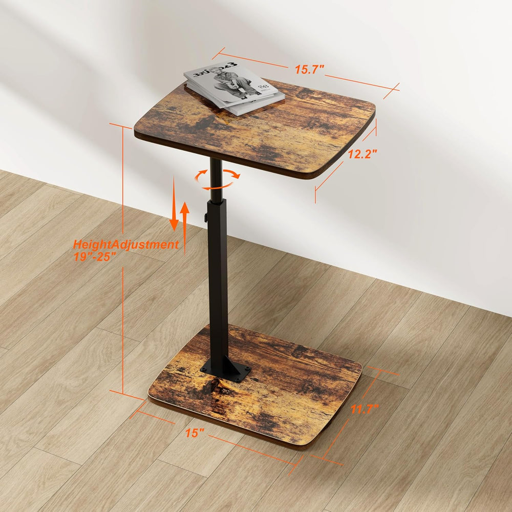 TV Tray Table for Small Spaces with 360° Swivel Tabletop & Height Adjusta...
