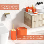 Bathroom Accessories Set - 25PC Bathroom Sets with Shower Curtain and Rugs, Orange Bathroom Accessories with Trash Can, Soap Dispenser, Soap Dish & Toilet Brush