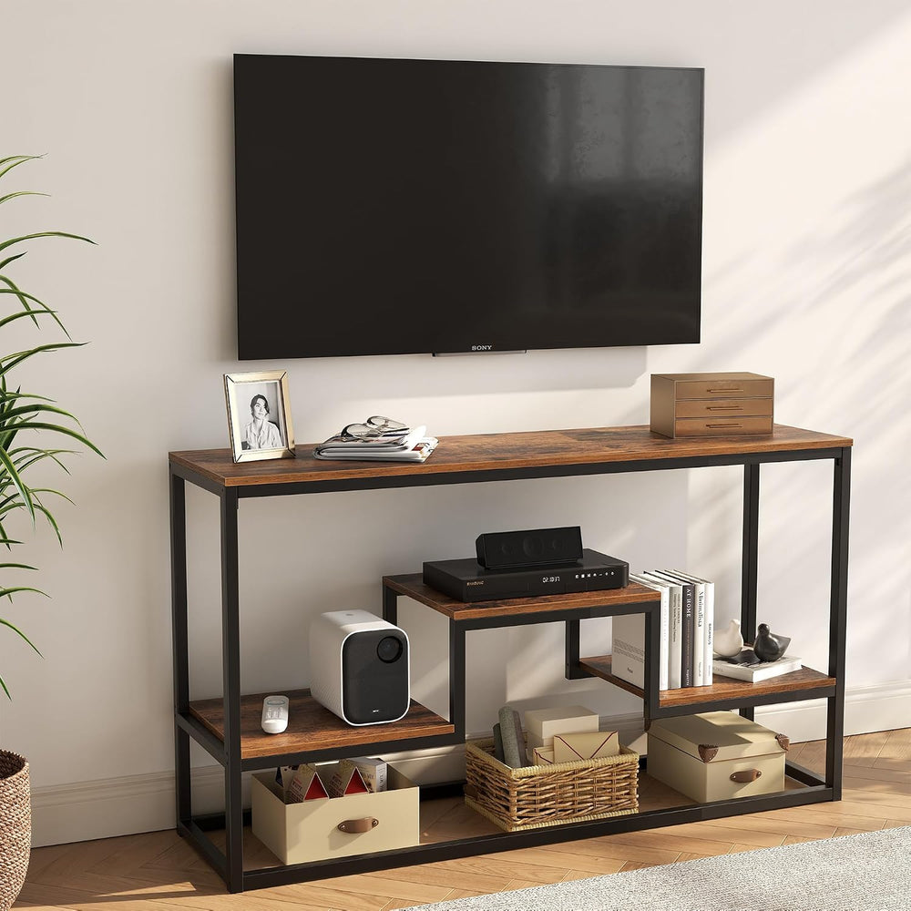 YOUDENOVA TV Stand for 55" TV, 3-Tier Storage Shelves, Rustic Brown | In...