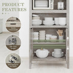 blini 70" Tall Arched Cabinet, Wooden Kitchen Pantry Arched Cabinet with Fluted Doors Versatile Kitchen Hutch Storage Organizer for Dining Room