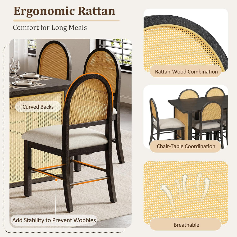 LUMISOL 7-Piece Dining Table Set with 6 Chairs, Rectangular Kitchen Table Set...
