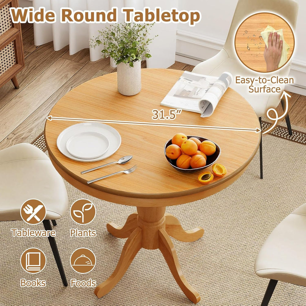 Giantex Round Dining Table for 2-4 People, 32" D X 30" H Wooden Kit...