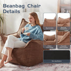 EBENCHICO Giant Bean Bag Chair for Adults, Corduroy Large Bean Bag Chairs for Teens with Armrests, Comfy Adult BeanBag Chair Sofa Couch with Filler Included for Bedroom Living Room