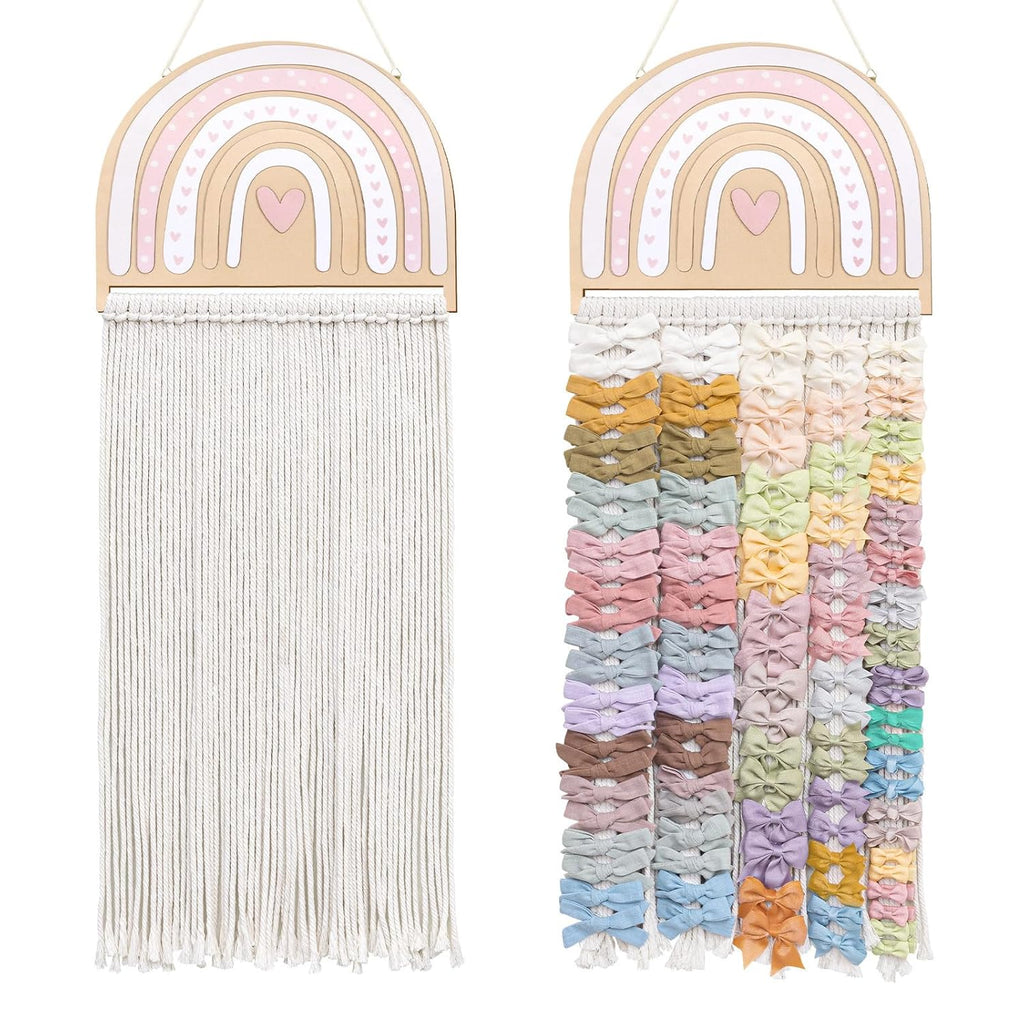 POVETIRE Headband Holder Bow Holder for Girls Hair Bows,Rainbow Hair Accessories Organizer Storage Wall Hanging Display for Nursery Toddler Girls Room (Rainbow)