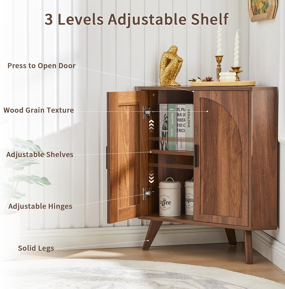 BERRYMERRY Fluted Corner Cabinet with Storage,Space Saving Corner Floor Cabin...