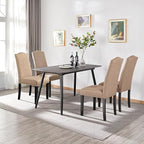 Yaheetech Upholstered Dining Chairs Set of 6, Modern Kitchen Chairs with Nailhead Trims and Solid Wood Legs for Dining Room, Living Room, Restaurant, Fabric Armless Design, Khaki