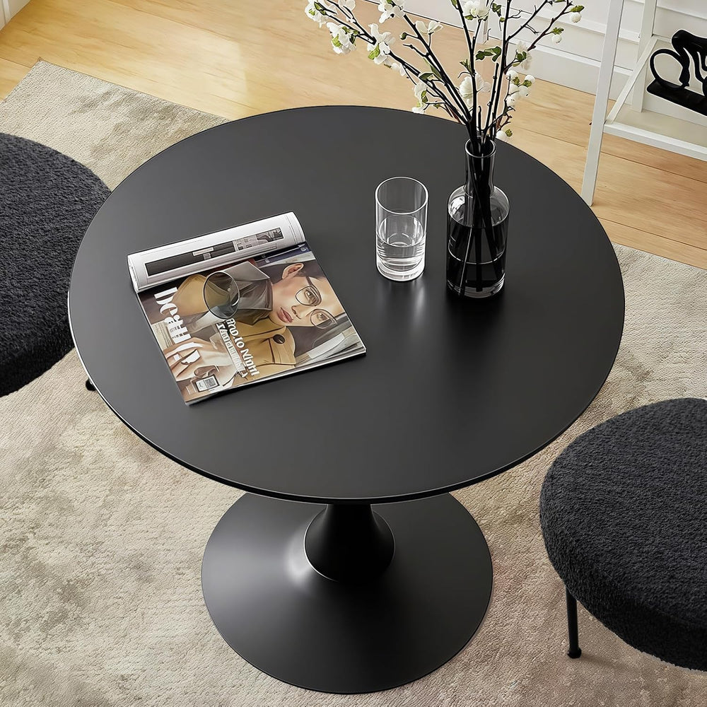 SoarFlash Black Round Dining Table, 24" Tulip Table 2 People Kitchen Din...