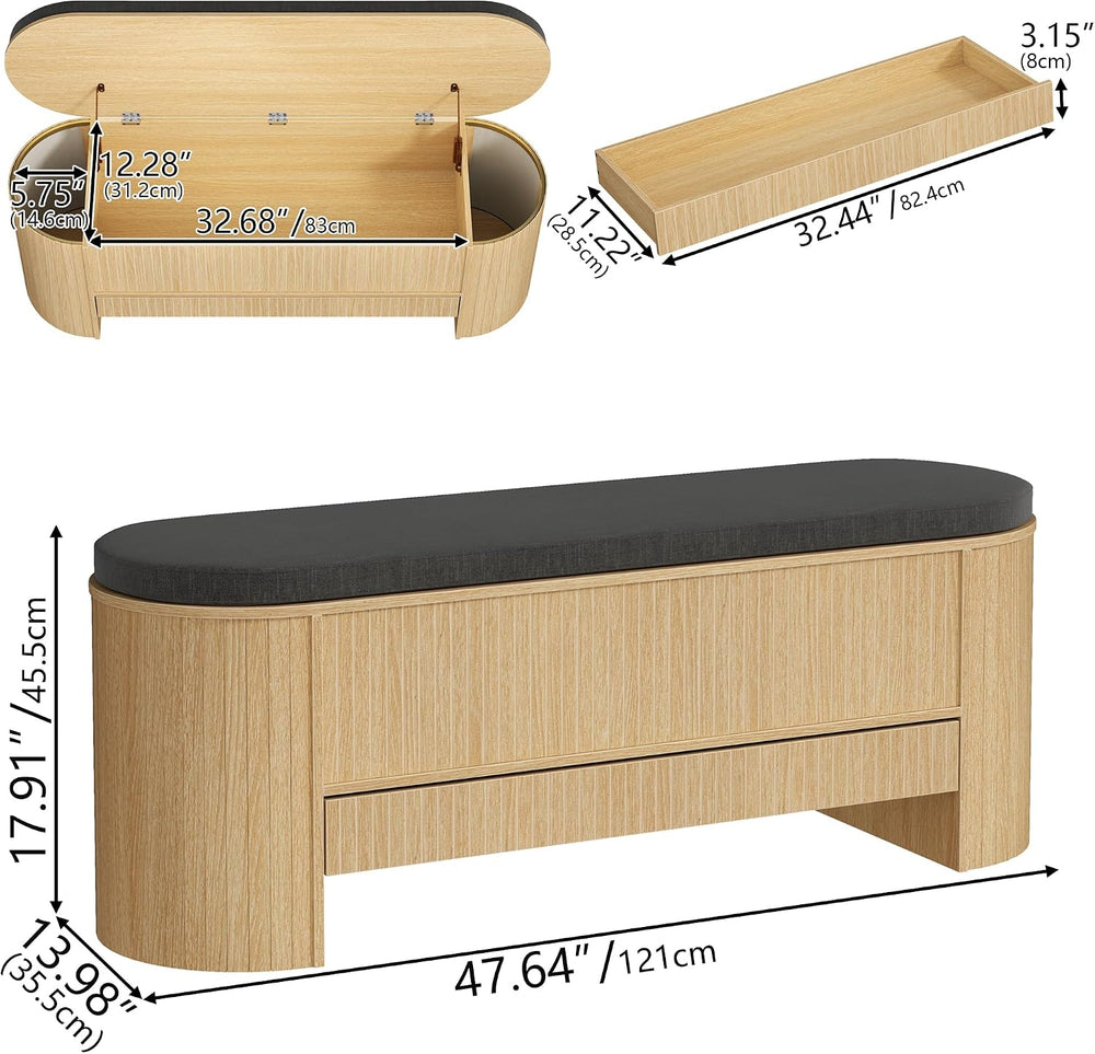 Gyfimoie Shoe Storage Bench with Cushion, Sturdy Entryway Bench Supports 300 ...