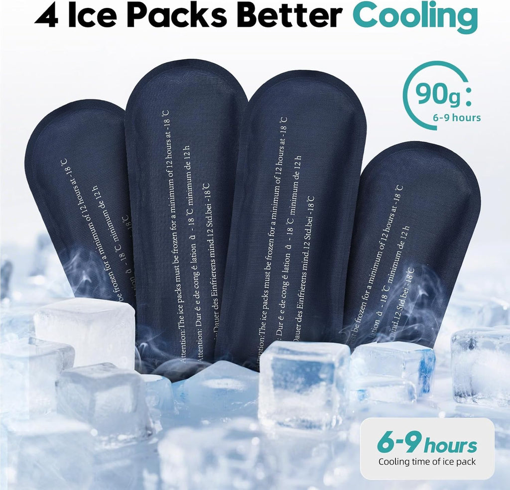ALLCAMP Insulin Cooler Travel Case Diabetic Medication Cooler with 4 Ice Pack - Medical Cooler Bag Portable and Reusable Blue (9X 4.72x 3.14 inches)