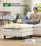 Welzona 3-Layers Cloud L Shaped Couch, 51" Teddy Sofa and Loveseat Set | Comfy Teddy Fabric, Washable Covers, Tool-Free Setup, All-wood Cloud Couches for Living Room, Bedroom, Small Spaces, Beige