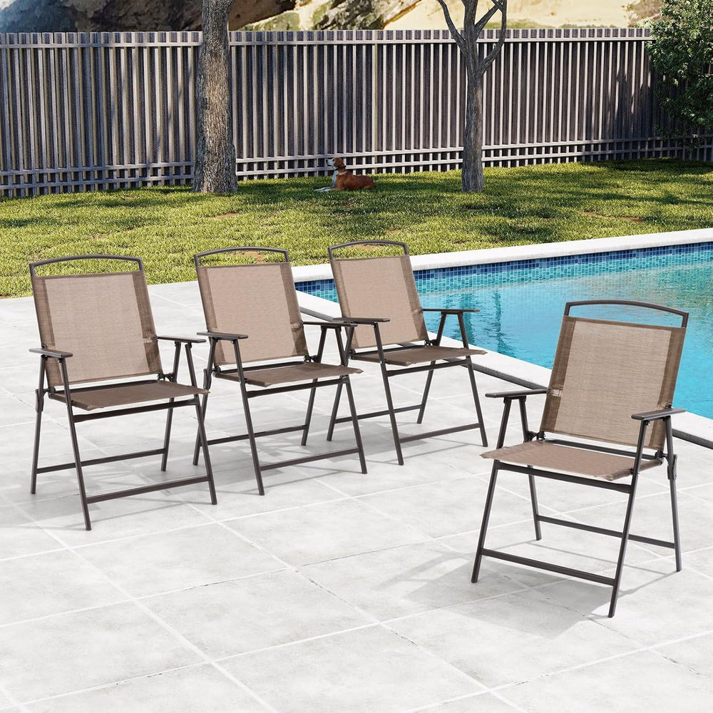 Crestlive Products Set of 4 Patio Folding Chairs 4-Pack Dining Chairs Outdoor...