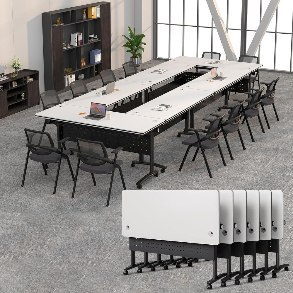 Conference Tables On Wheels,6 Pack Modular Folding Conference Room Table Mobi...
