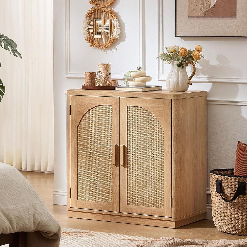 LEYAOYAO Rattan Sideboard Buffet Cabinet with Storage, 31.5" Coffee Bar ...