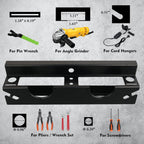 MUTUACTOR Power Tool Organizer,Heavy Duty 2 Bay Angle Grinder Stand Storage Rack,Quick Access Angle Grinder Rack,Anti-slip Power Tool Holder with Cord Hanger for Cutters Polishers Garage and Workspace