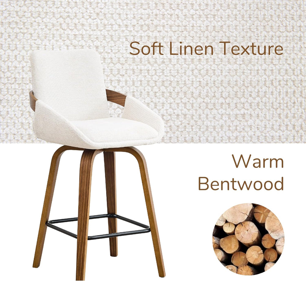 26" Swivel Counter Height Bar Stools Set of 3, Beige