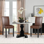 LSSPAID Dining Chairs Set of 2, Modern Stylish PU Leather Upholstered Parson Chair, Dining Room Chairs with Solid Wood Legs for Kitchen Living Room, Brown