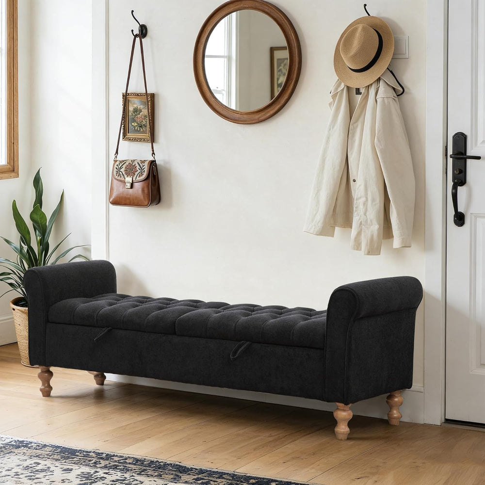 Chifee & Vingol 65" Storage Ottoman Bench Upholstered End of Bed Ben...