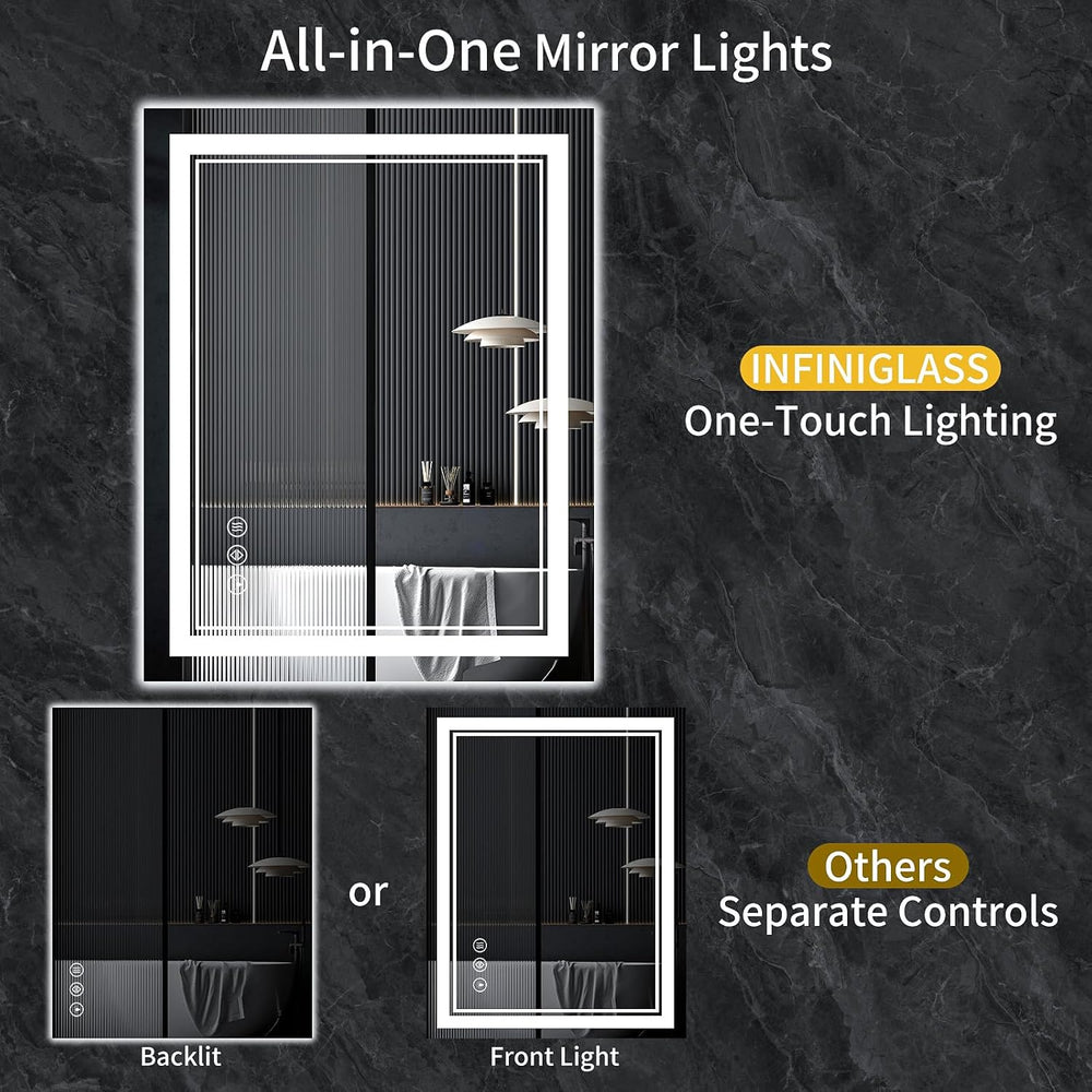 30"x22" LED Bathroom Mirror with Lights,Anti-Fog,3 Color Modes