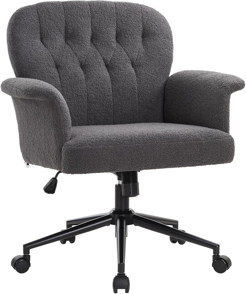 IWMH Comfy Home Office Desk Chair, Upholstered Fabric Cozy Vanity Chair