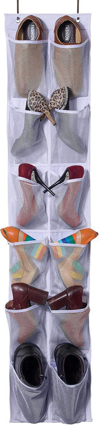 MISSLO Heavy Duty Over The Door Storage with 12 Mesh Pockets (White)