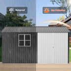 VIWAT 10X12 FT Outdoor Storage Shed, Metal Garden Shed with Updated Lockable Doors and Frame Structure, Large Tool Sheds for Backyard Garden Patio Lawn,Black
