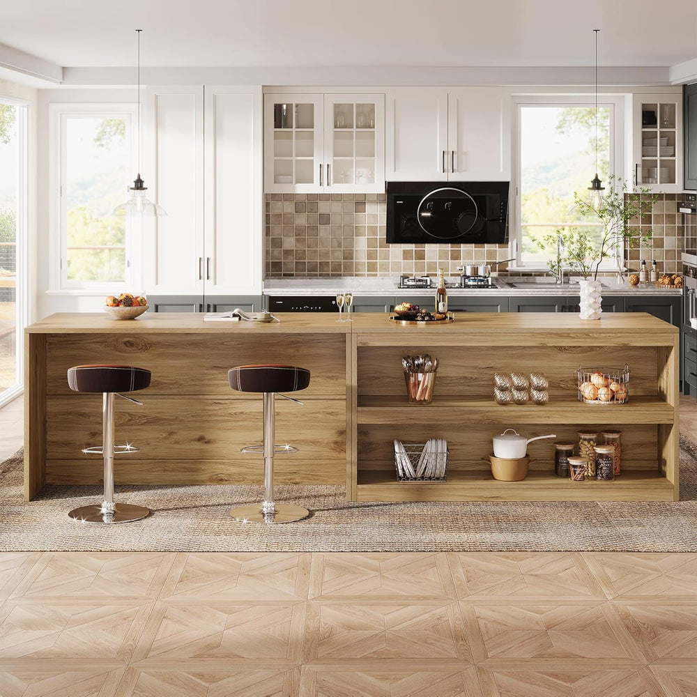 Tribesigns 59-Inch Kitchen Island with Storage, 3-Tier Farmhouse Stationary I...