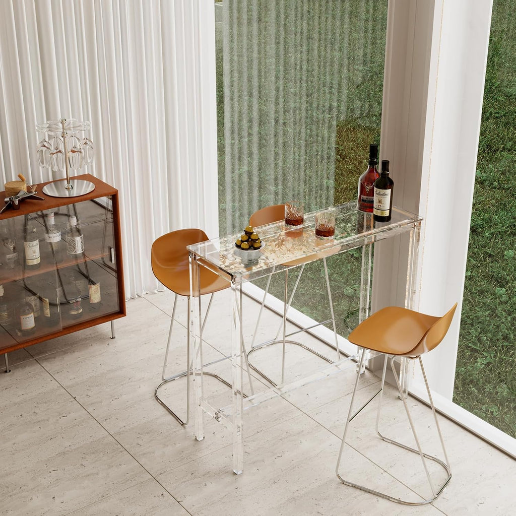 Sumerflos Acrylic Counter Height Table - 39" Clear Bar Table Rectangular High Top Pub Table Kitchen & Dining & Living Room, Indoor & Outdoor Sturdy and Durable, Easy to Assmble