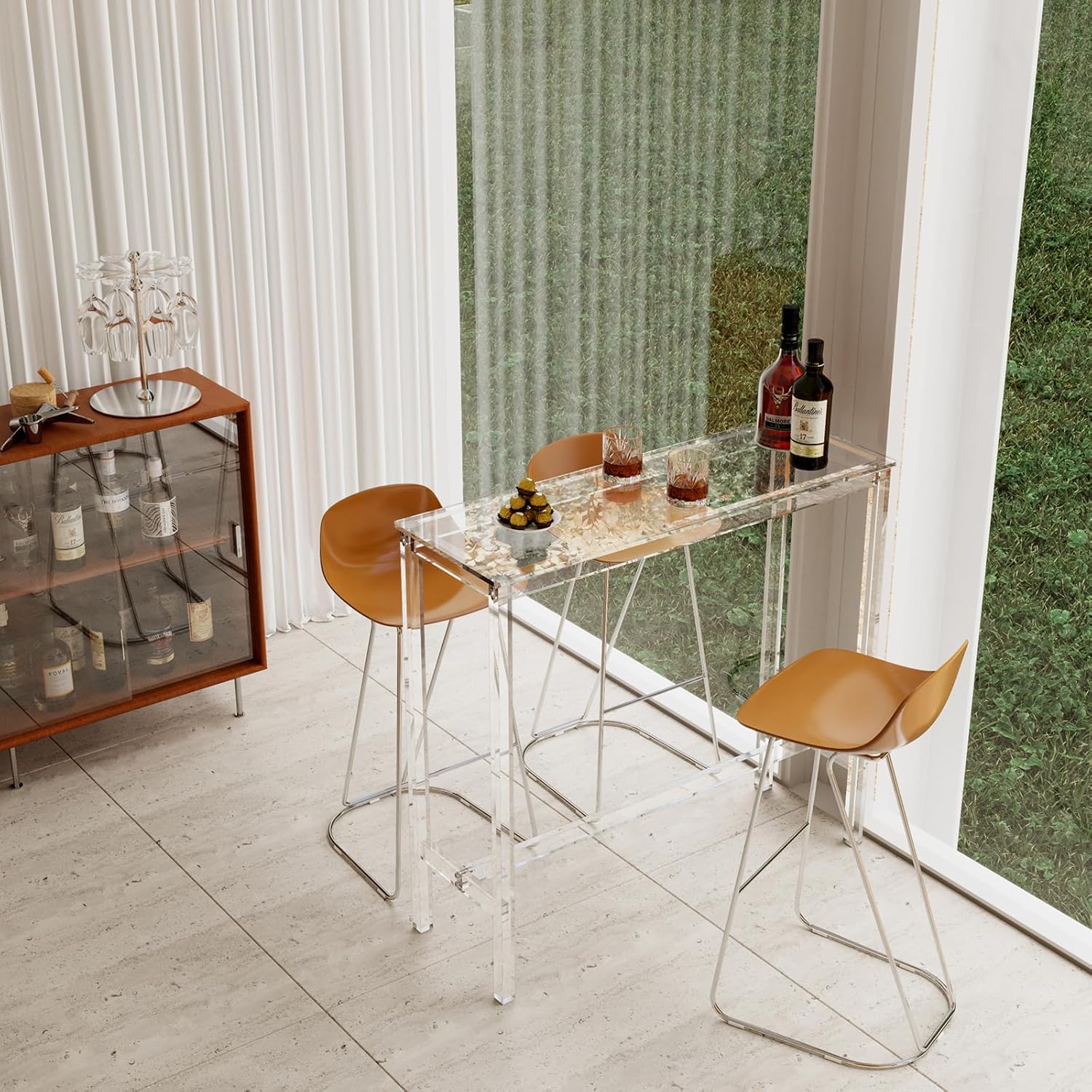 Sumerflos Acrylic Counter Height Table - 39" Clear Bar Table Rectangular High Top Pub Table Kitchen & Dining & Living Room, Indoor & Outdoor Sturdy and Durable, Easy to Assmble