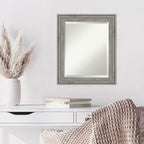 Amanti Art Grey Wall Mirror 25x21 Regis Barnwood Grey Rectangle Bathroom Mirror for Wall Decor Living Room, Small Rustic Farmhouse Wood Frame, Hangs Horizonally and Vertically, Bathroom Decor, Beveled