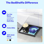 BedShelfie Bedside Shelf for Dorm Room Bunk Bed & Top Bunk, College Dorm Room Essentials, Bedside Caddy, Clip on Floating Desk Tray, Bed Side Table Storage, Loft Nightstand Decor - Black Wood Slide