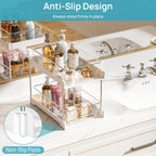 Vtopmart 4 Pack Bathroom Organizer, 2 Tier White Under Sink Organizers Vanity Countertop Storage Container,Cabinet Drawers Bins, Pull-Out Organization with Track for Pantry, Kitchen