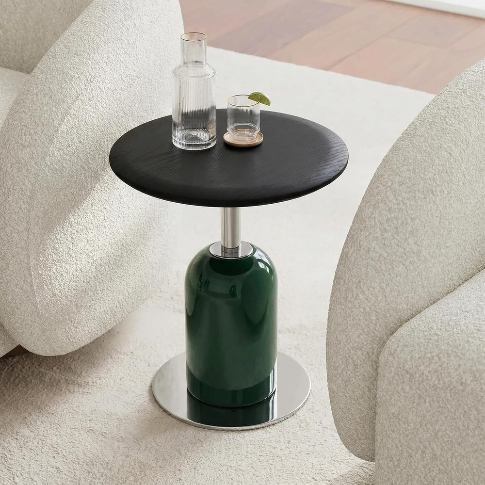 18.9'' Round End Table for Living Room, Modern Accent Side Table with...