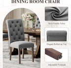 Upholstered Tufted Dining Room Chairs Set of 4, Parsons Kitchen Chairs with Padded Seat and Solid Wood Legs, Fabric Accent Side Diner Chair for Dining Room/Kitchen/Living Room, Grey